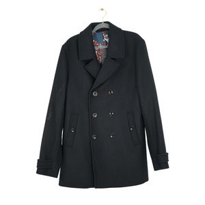 Ted Baker Men's Navy Blue Winter Wool Coat - New - Size 7
